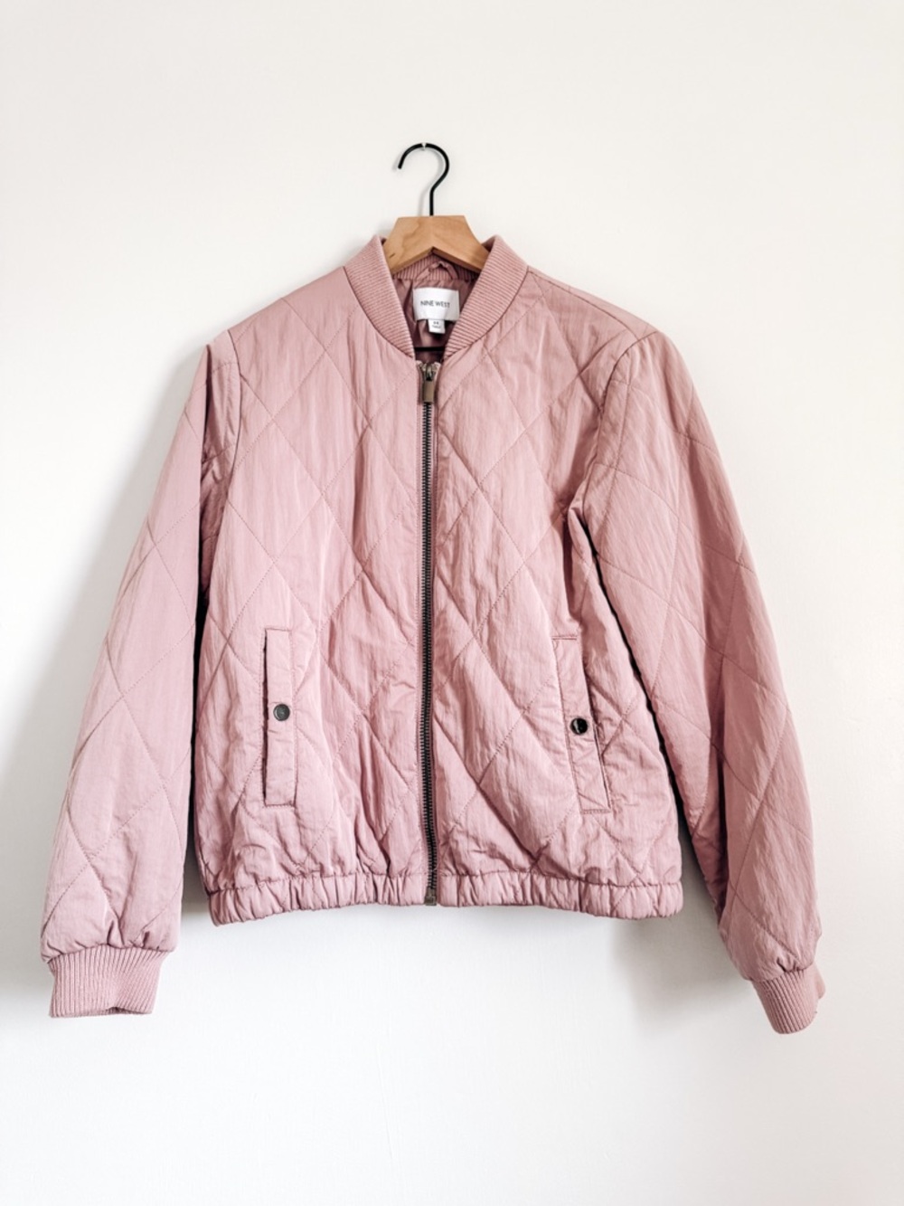 Nine West Pink Quilted Bomber Jacket Size Medium - Picture 2 of 7